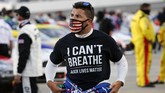 Bubba Wallace Driver Bubba Wallace wears a Black Lives Matter shirt as he prepares for a NASCAR Cup Series auto race Wednesday, June 10, 2020, in Martinsville, Va. (AP Photo/Steve Helber)