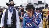 Bubba Wallace Driver Bubba Wallace, right, is overcome with emotion as he and team owner Richard Petty walk to his car in the pits of the Talladega Superspeedway prior to the start of the NASCAR Cup Series auto race at the Talladega Superspeedway in Talladega Ala., Monday June 22, 2020. In an extraordinary act of solidarity with NASCAR’s only Black driver, dozens of drivers pushed the car belonging to Bubba Wallace to the front of the field before Monday’s race as FBI agents nearby tried to find out who left a noose in his garage stall over the weekend. (AP Photo/John Bazemore)