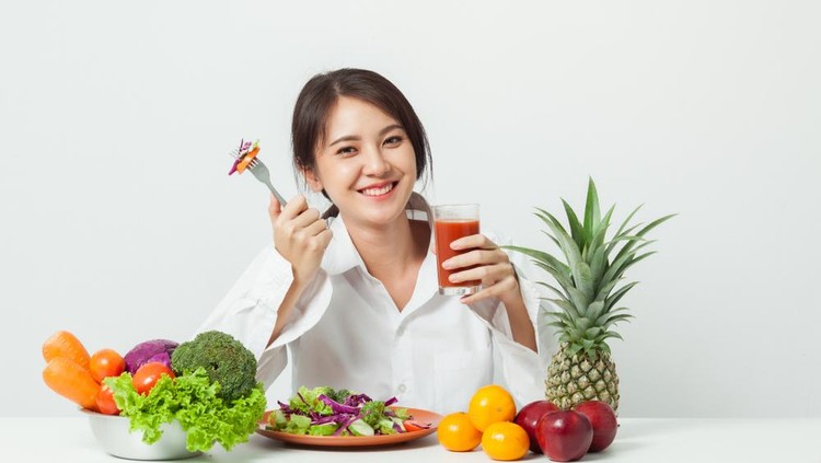 ilustrasi makan buan dan sayuran