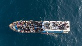 Nelayan Aceh Selamatkan Pengungsi Rohingya This drone shot shows a boat carrying ethnic-Rohingya Muslims, off Lhoksukon, North Aceh, Indonesia, Wednesday, June 24, 2020. Indonesian fishermen have discovered over 90 hungry, weak Rohingya Muslims on a wooden boat adrift off Indonesia’s northernmost province of Aceh. Police say they were found on the rickety boat about 6 kilometers (4 miles) off the coast. They cried out for help and jumped onto the fishermen’s boat, but its engine also stopped working on the way to shore. (AP Photo/Zik Maulana)