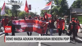 VIDEO: Demo Massa Adukan Pembakaran Bendera PDIP
