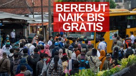 VIDEO: Penumpang KRL Berebut Naik Bus Gratis