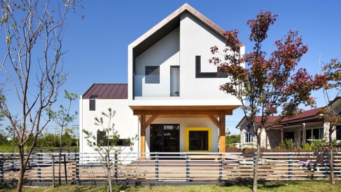 Rumah Minimalis Modern Bentuk T di Korea