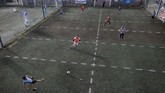 Sepakbola Bentuk Baru Dikembangkan saat Pandemi di Argentina Men play soccer at a local club, Play Futbol 5, in Pergamino, Argentina, Wednesday, July 1, 2020. In order to continue playing amid government restrictions to curb the spread of the new coronavirus, the club divided its soccer field into 12 rectangles to mark limited areas for each player, keeping them from making physical contact. (AP Photo/Natacha Pisarenko)