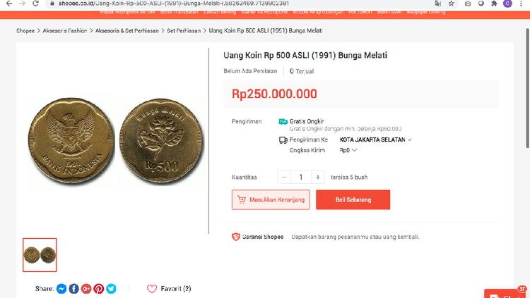 Ada Lagi, Uang Koin Gopean Dijual Rp 250 Juta!