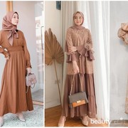 Tampil Lebih Elegan, Intip 6 Model Gamis Warna Coklat ala Influencer