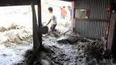 banjir rob aceh barat Warga membenahi rumahnya yang rusak akibat dihantam gelombang pasang di Desa Gampong Belakang, Kecamatan Johan Pahlawan, Aceh Barat, Aceh, Minggu (12/7/2020). Berdasarkan data dari Badan Penanggulangan Bencana Aceh (BPBA) sebanyak 42 unit rumah warga rusak akibat dihantam gelombang pasang yang terdiri 14 unit rumah rusak sedang, 26 unit rusak ringan dan dua unit rumah warga rusak berat sedangkan ratusan rumah lainnya masih terendam banjir rob. ANTARA FOTO/Syifa Yulinnas/foc.