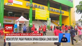 VIDEO: Meski Ditutup, Pasar Pramuka Dipakai Lokasi Senam