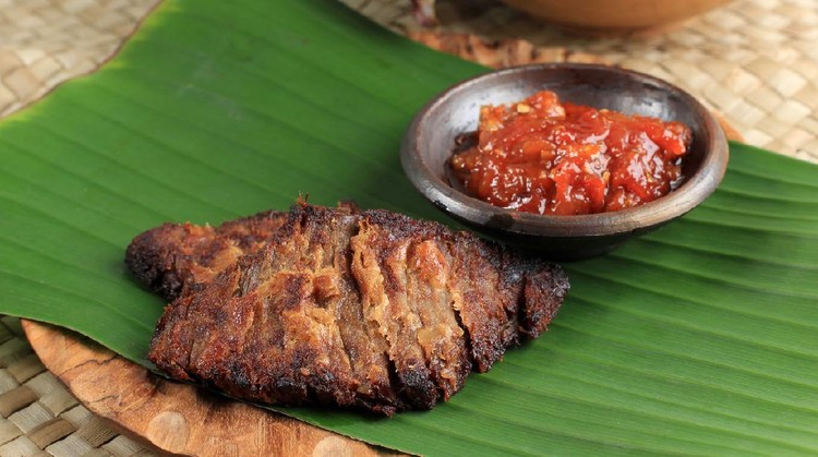 Close Up Gepuk is a Traditional Indonesian Food Made from Beef with a Sweet and Savory Taste, Usually Called Empal too. Gepuk Means Squash the Beef until Tender.