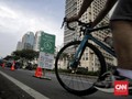 FOTO: Jelang Pelebaran Jalur Sepeda di Sudirman-Thamrin