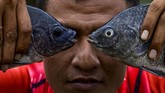 Nyalang Edisi 18 Juli 2020 A man shows fish he caught in shallow waters by Meulaboh beach in Aceh province on July 13, 2020. (Photo by CHAIDEER MAHYUDDIN / AFP)