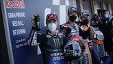 Babak Kualifikasi MotoGP Spanyol 2020 Maverick Vinales, Fabio Quartararo, dan Marc Marquez di Babak Kualifikasi MotoGP Spanyol 2020.