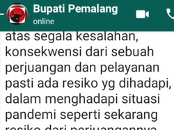 Positif COVID-19, Bupati Pemalang Kirim Pesan Ini dari Ruang Isolasi