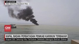 VIDEO: Kapal Terbakar dan Tenggelam di Karimun Usai Isi BBM