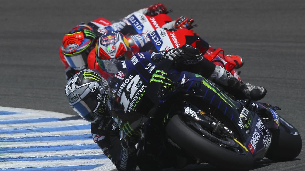 FOTO: Haru Quartararo Podium dengan Rossi di MotoGP Andalusia