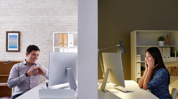 Young woman working at home