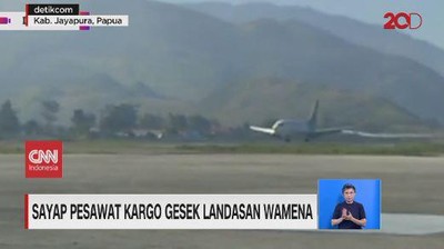 VIDEO: Sayap Pesawat Kargo Gesek Landasan Wamena