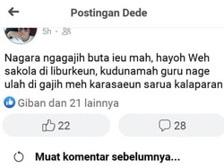 Ini Unggahan Guru Makan Gaji Buta yang Buat Pria di Garut Dipolisikan