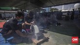 FOTO : Prosesi Penyembelihan Hewan Kurban Saat Pandemi Corona Pelaksanaan Idul Kurban tahun ini berbeda dengan tahun-tahun sebelumnya karena pandemi corona. Protokol kesehatan diterapkan.