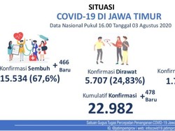 Kasus COVID-19 di Jatim: 22.982 Positif, 15.534 Sembuh dan 1.741 Meninggal