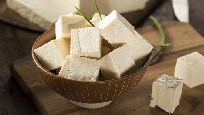 Organic Raw Soy Tofu on a Background