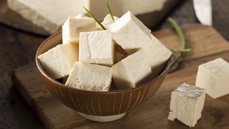 Organic Raw Soy Tofu on a Background