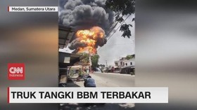 VIDEO: Truk Tangki BBM Terbakar di Medan