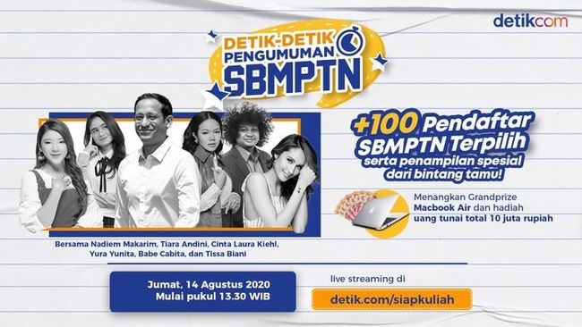 SBMPTN 2020 Diumumkan Hari Ini, Cek Hasilnya di detikcom