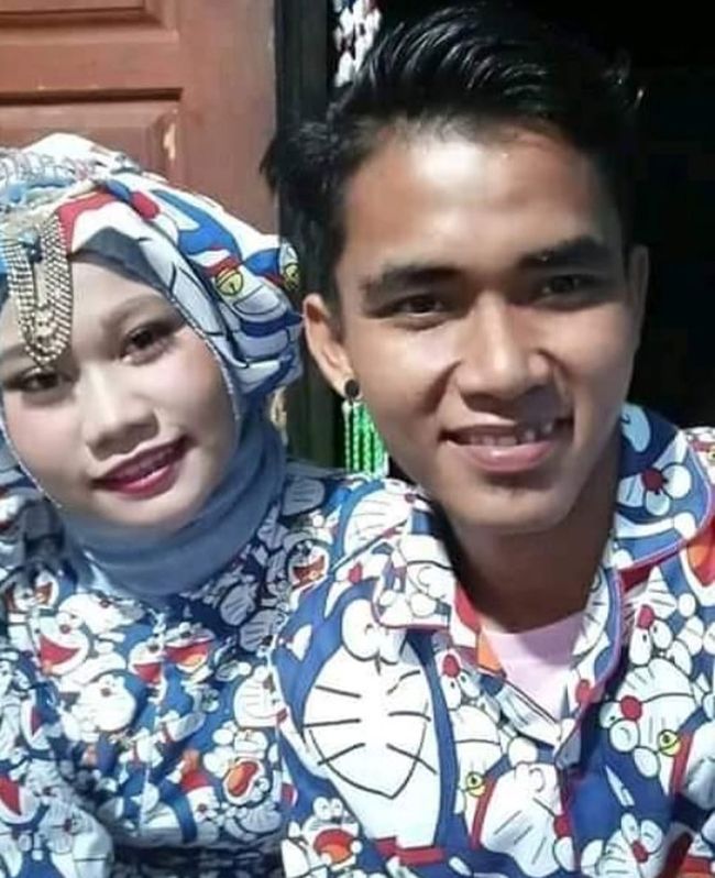 Viral Pengantin Nikah dengan Busana Motif Doraemon, Unik ...