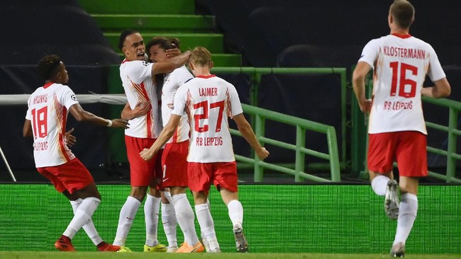 RB Leipzig lolos ke semifinal Liga Champions usai mengalahkan Atletico Madrid 2-1, Jumat (14/8) dini hari waktu Indonesia.