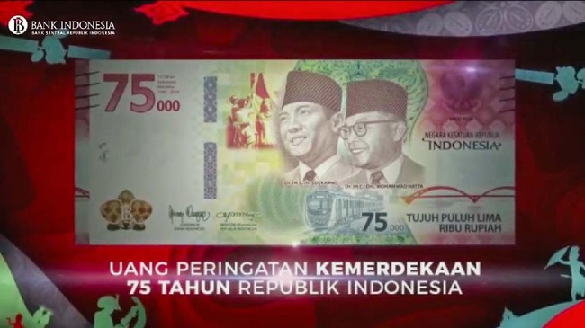 Uang kertas pecahan Rp75 ribu disimpan ke lima Bank, yaitu Bank Mandiri, BNI, BRI, BCA, dan CIMB Niaga.