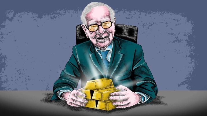 Infografis/ rela jual saham bank Warren  Buffett Kini  Investasi Emas/Aristya Rahadian