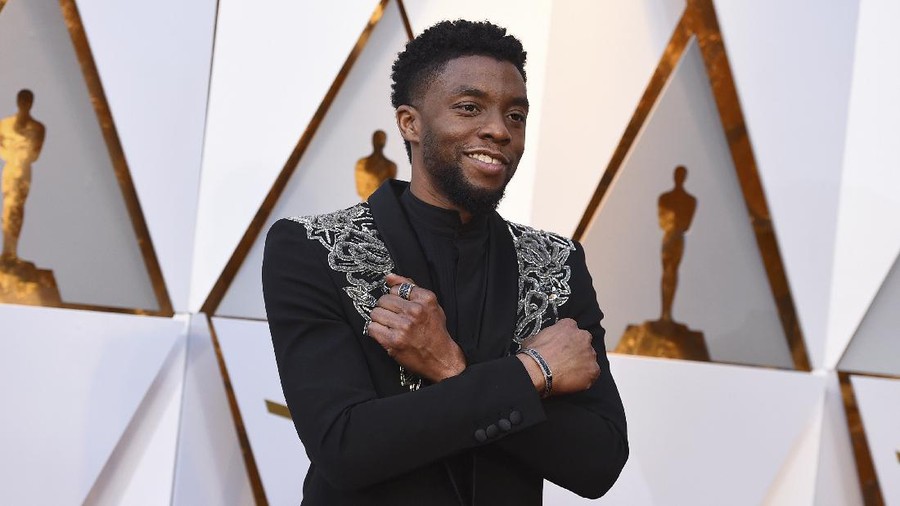 FILE - In this Jan. 29, 2018 file photo, Chadwick Boseman, a cast member in 