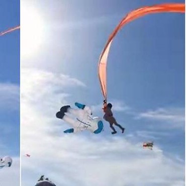 Viral Balita Terbang Gegara Nyangkut di Layangan Raksasa