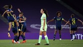 FOTO: Lyon Ratu Eropa Lyon juara Liga Champions Wanita 2019/2020 usai menaklukkan Wolfsburg 3-1 di Stadion Anoeta, Spanyol, Senin 31/8) dini hari WIB.