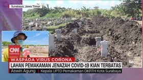 VIDEO: Lahan Makam Covid-19 di Surabaya Hampir Penuh