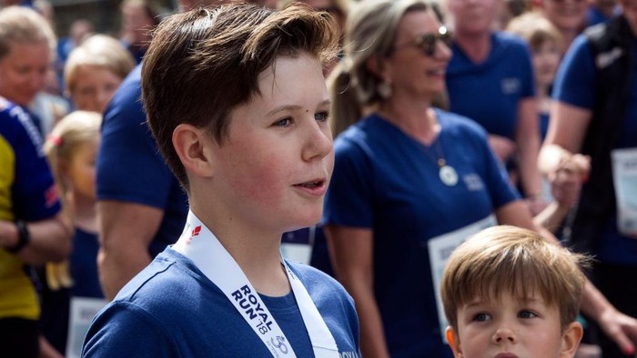 COPENHAGEN, DENMARK - MAY 21: Prince Christian of Denmark during the running event Royal Run on the occasion of the 50th birthday of Crown Prince Frederik on May 21, 2018 in Copenhagen, Denmark. Prince Christian did the 1.6 KM (1 mile) run on 7.35 minutes. The Royal Run takes place in the cities Aalborg, Aarhus, Esbjerg, Odense and Copenhagen and more than 70.000 people are expected to participate during the day long sports event. The Crown Prince himself will run in all five cities.The last city of the day is Copenhagen, where he will run together with some 40.000 people. (Photo by Ole Jensen/Getty Images)
