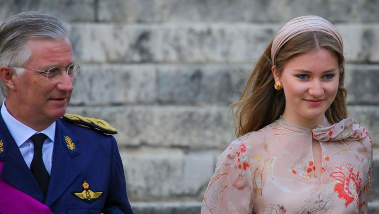 BRUSSELS, BELGIUM - JULY 21: King Philippe of Belgium and Princess Elisabeth of Belgium attend the Te Deum which takes place on the occasion of the National Day in the Cathedral of Saints Michel-et-Gudule on July 21, 2020 in Brussels, Belgium. The Belgian National Day marks the day that King Leopold I of Saxen-Coburg-Saalfeld took the oath as first king of the Belgians in 1831. (Photo by Olivier Matthys/Getty Images)