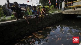 FOTO: Selokan Disulap Warga Pamulang Jadi Kolam Ikan Hias