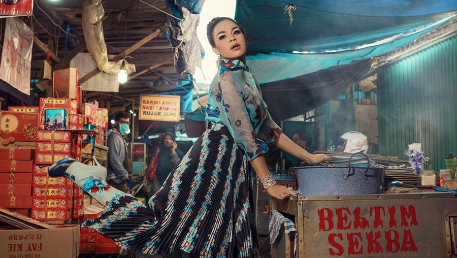 melaney ricardo pemotretan di pasar