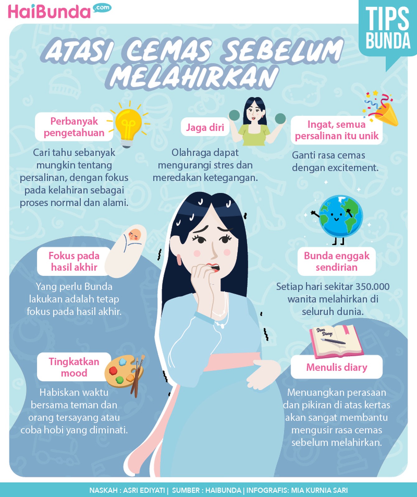 Infografis tips mengatasi rama cemas jelang melahirkan Infografis tips mengatasi rama cemas jelang melahirkan