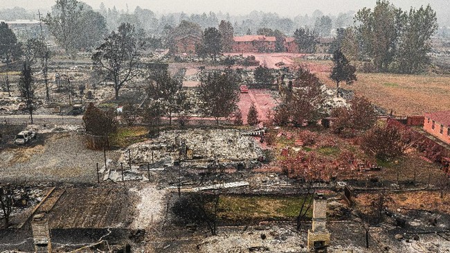 FOTO: Kompleks Perumahan di Oregon Habis Dilahap Api Karhutla