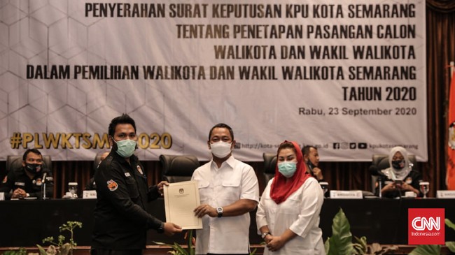 KPU Semarang menetapkan duet Hendi-Ita sebagai pasangan calon dalam Pilwalkot 2020. Hendi-Ita adalah satu-satunya paslon dalam Pilwalkot Semarang 2020 ini.
