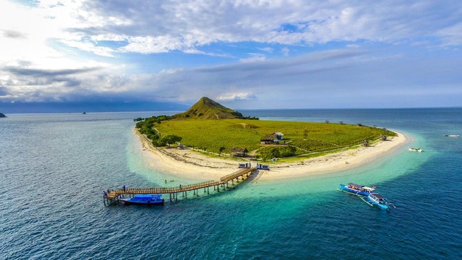 Aerial view of Kenawa Island is a located near from Lombok Indonesia