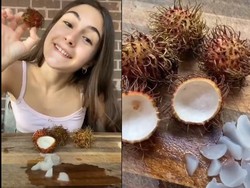 Rambutan Diiris Pakai Pisau, Cara Aneh Bule Makan Rambutan Ini Viral