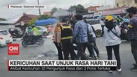 VIDEO: Kericuhan Saat Unjuk Rasa Hari Tani di Makassar