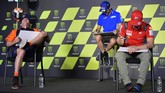 FOTO: MotoGP Catalunya, Pembalap Spanyol 'Kepung' Dovizioso Andrea Dovizioso menjadi satu-satunya pembalap Italia pada konferensi pers jelang MotoGP Catalunya 2020 di Sirkuit Barcelona, Kamis (24/9).