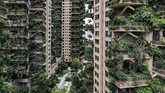 FOTO: Menengok Apartemen Berbalut Dedaunan di China Dibangun pada 2018 lalu, setiap balkon apartemen ini dirancang sebagai ruang untuk berbagai tanaman rindang tumbuh.