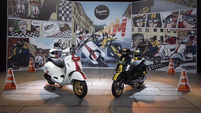 Vespa Racing Sixties edisi terbatas tersedia dua model, yaitu Vespa Sprint 150 dan Vespa GTS 300 HPE.