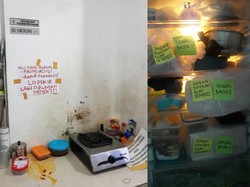 Dapur Indekos Putri yang Penuh Tulisan Ancaman Ini Bikin Ngakak